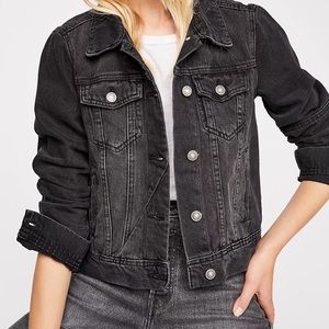 Free People Rumors Black Denim Jacket